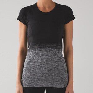 Lululemon Swiftly Tech T-Shirt Black / Grey Ombre Fade Size 4